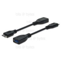 0.13m OTG USB Micro-B Plug to USB 3.0 Socket A Adapter Cable