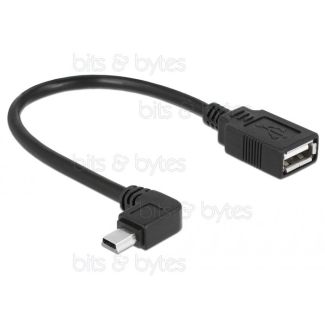 0.2m OTG Angled USB Mini-B Plug to USB 2.0 Socket A Adapter Cable