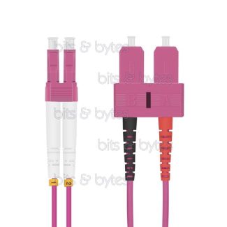 1.0m Fiber Optic Patch Cable - OM4 LC to SC Plugs 50/125um (10 Gigabit)