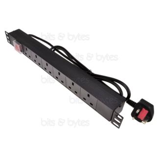 1U 19" Rackmount Power Distribution Unit (PDU) with 6 UK Sockets Outputs