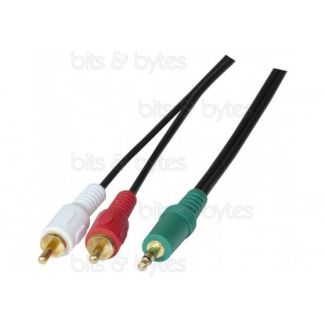 3.0m Stereo 3.5mm Jack Plug to 2x RCA Phono Plugs Audio Cable