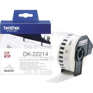 Brother DK-22214 Black on White Continuous Thermal Label Roll (12mm x 30.48m)