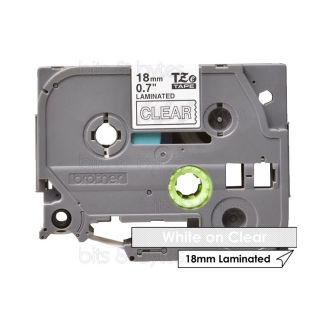 Brother TZe-145 White on Clear Thermal Laminated Label Tape (18mm x 8m)