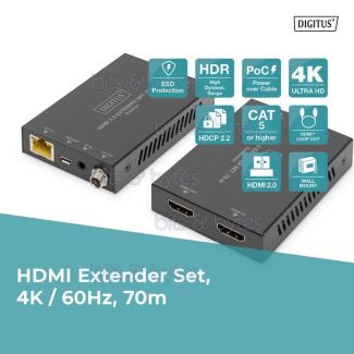 Digitus DS-55506 4K HDMI Extender Set over CAT6 or CAT7 with IR Function (up to 70 meters)