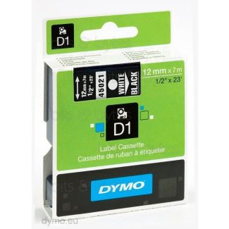 Dymo D1 S0720610 (45021) White on Black Thermal Label Tape (12mm x 7m)