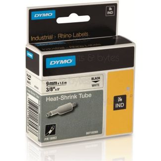 Dymo Rhino S0718280 (18053) Black on White Heat Shrink Tube Tape (9mm x 1.5m)
