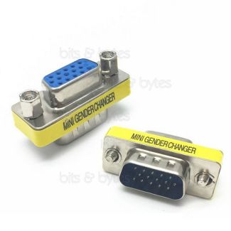 VGA 15pin D-Sub Plug to Socket Gender Changer Adapter