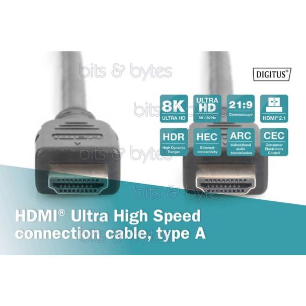 2.0m HDMI v2.1 Plug to Plug Ultra High Speed High Quality Cable