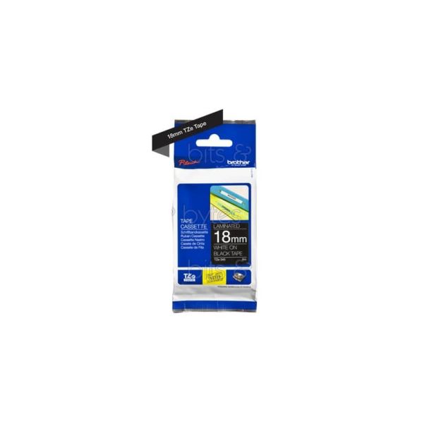 Brother TZe-345 White on Black Thermal Laminated Label Tape (18mm x 8m)
