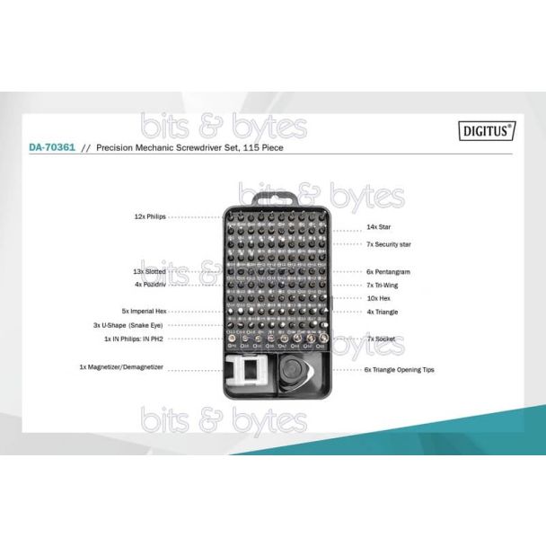 Digitus 115 Piece Precision Screwdriver Set Computer service Tool Kit DA-70361 4016032486367