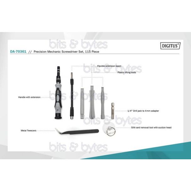 Digitus 115 Piece Precision Screwdriver Set Computer service Tool Kit DA-70361 4016032486367