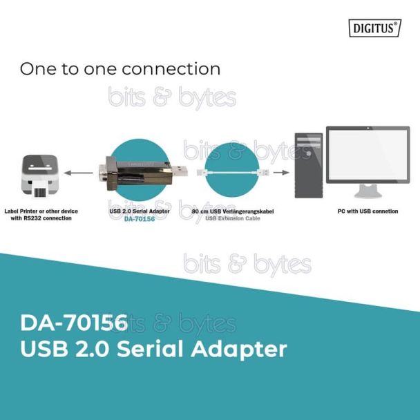 Digitus DA-70156 USB 2.0 to Serial RS232 9pin Converter with FTDI Chip 4016032271611