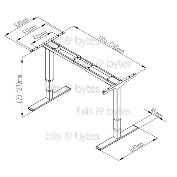 Digitus DA-90434 Electrically Height Adjustable Ergonomic Table Frame 4016032481997