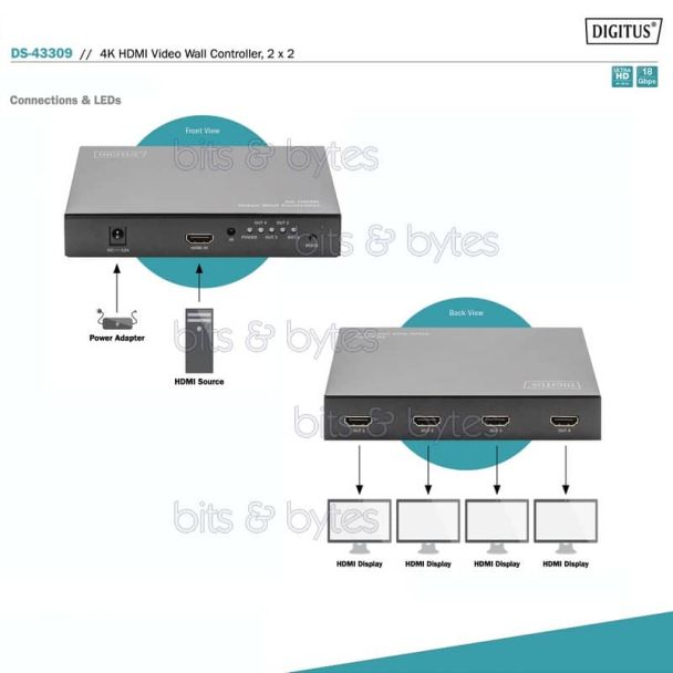 Digitus DS-43309 4K HDMI Video Wall Controller / Processor 4016032467595