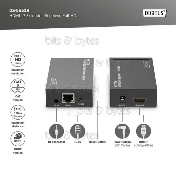 Digitus DS-55518 HDMI Receiver Unit for DS-55517 Extender 4016032482727